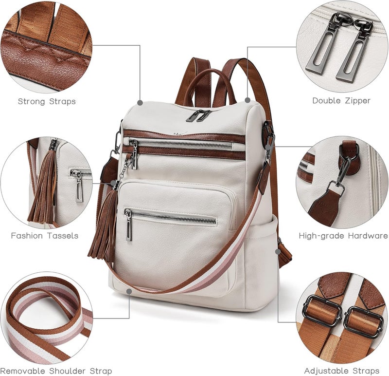 Shrrie Backpack Purse for Women Leather Backpack Fashion Designer Travel Backpack Convertible Shoulder Bag for College Work - Image 5